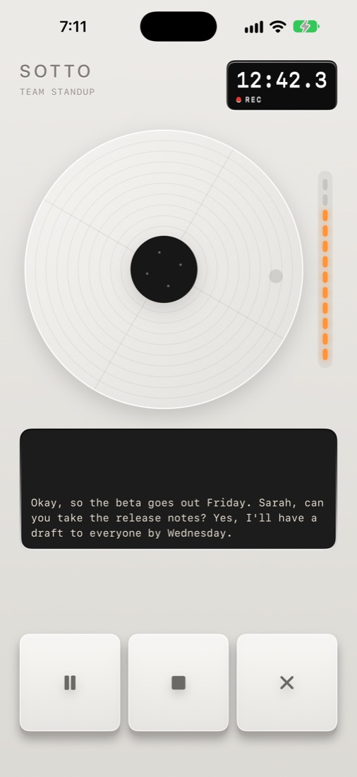 The recorder, transcribing a meeting as it happens